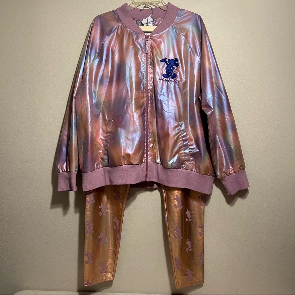 2 Piece Walt Disney World 50th Anniversary Iridescent Bomber Jacket & Legging 2X